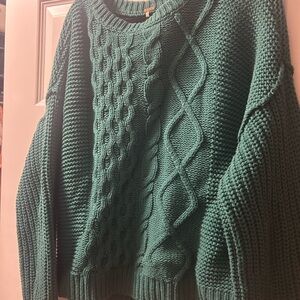 Free people dream Green Cable Knit Sweater
